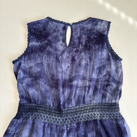 Crescent Blue Tie Dye Boho Style Sleeveless Surplice Neckline Romper Medium - Picture 9 of 11